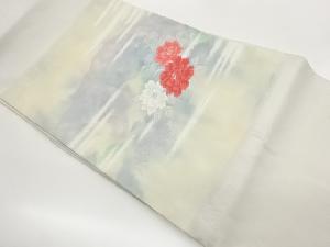 花々に霞模様織出し名古屋帯